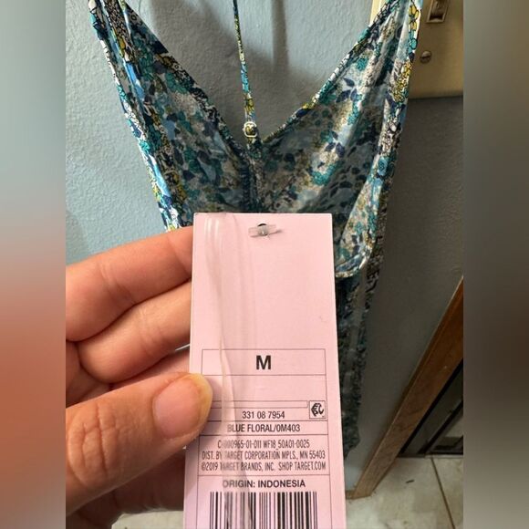 Wild Fable Woven Sleeveless Fit & Flare Dress Blue Floral Size NWT Size M or XL - Picture 14 of 16